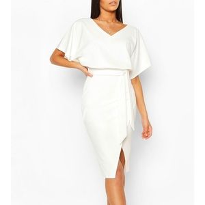 boohoo Kimono Tie Belt Midi Dress